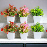 6 PC Artificial Mini Small Fake Plants with Pot for House Office Tabletop Decoration