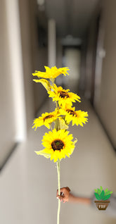 Artificial Sunflower Stick For Home Decoration , Yellow Sunflower Artificial Flower (40 inch, Pack of 1, Flower Bunch)