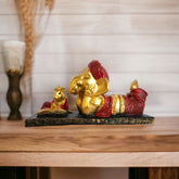 Little Ganesh ji and mouse statue ( Fiber )