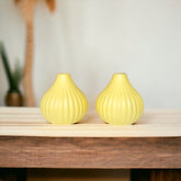 Modak shape plastic pots , 5 inch Yellow set of 2