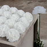 Silk Carnation Flower, 50 Artificial Flowers, Used for Wedding Decoration , Temple ( White )