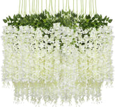 Pack of 6 Artificial Wisteria Vine , Wisteria flower Hanging ( White )
