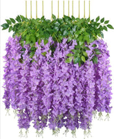 Pack of 6 Artificial Wisteria Vine , Wisteria flower Hanging ( Purple )