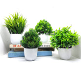 Artificial Bonsai Flower Plant with Plastic Pot for Home Office Table Greenery Room Bathroom Decor set of 4
