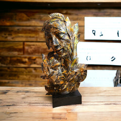 Leaf Couple Faces Statue Showpiece Idol for Gifting & Home Table Decoration