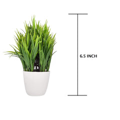 Artificial Plastic Eucalyptus Plants Small Indoor Potted Houseplants, Small Grass Plants for Home Decor Bathroom Office Farmhouse set of 2