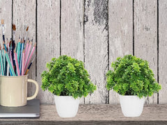 Artificial potted small indoor houseplants,small faux bushy plants (set of 2)