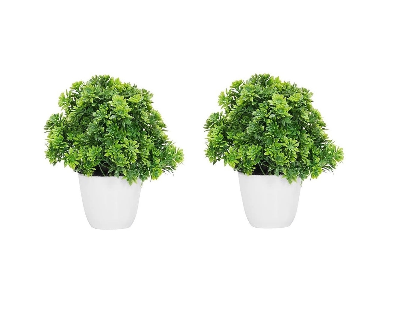 Artificial potted small indoor houseplants,small faux bushy plants (set of 2)